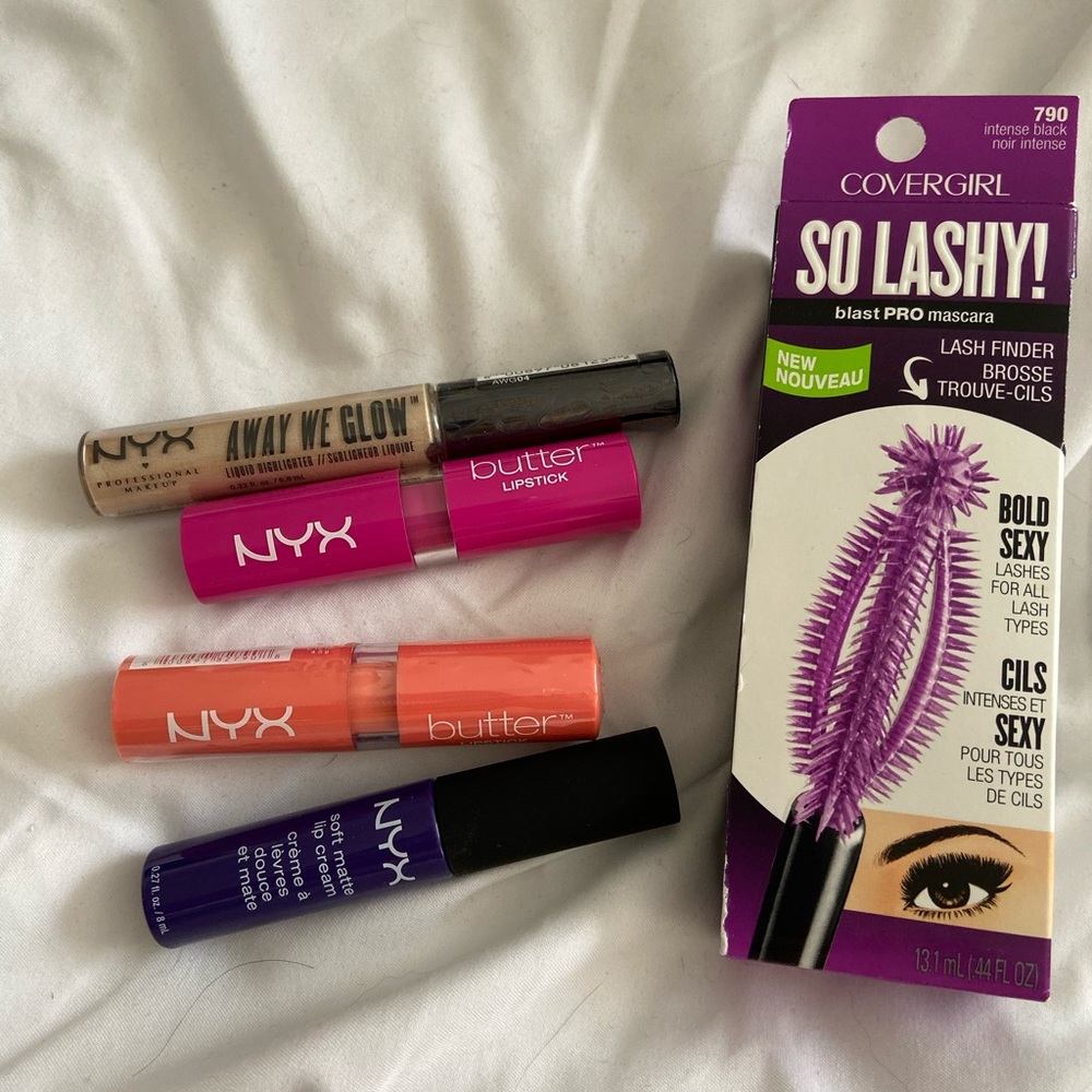 NYX + covergirl bundle w/ makeup pouch, 6 pieces